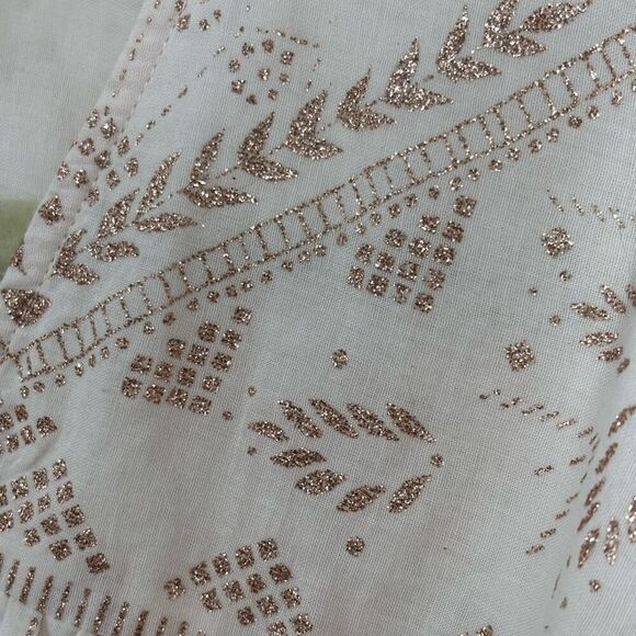 Free People Snowy Sand Metallic Crossover Front Long Sleeve Blouse Cream Size XS - Picture 8 of 11